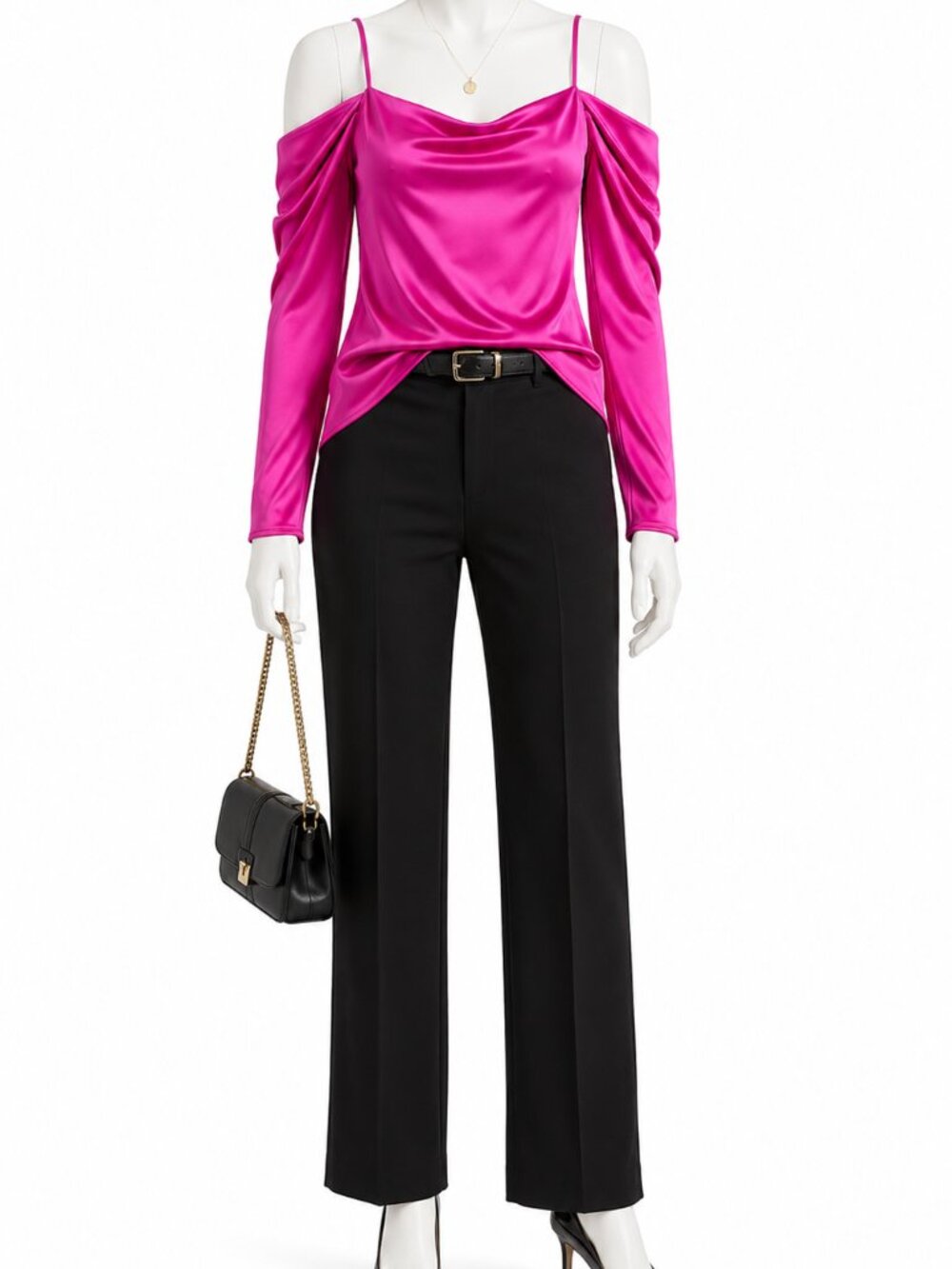I.N.C. International Concepts Cold Shoulder Cowl Neck Top – XS – NWT – Hot Pink